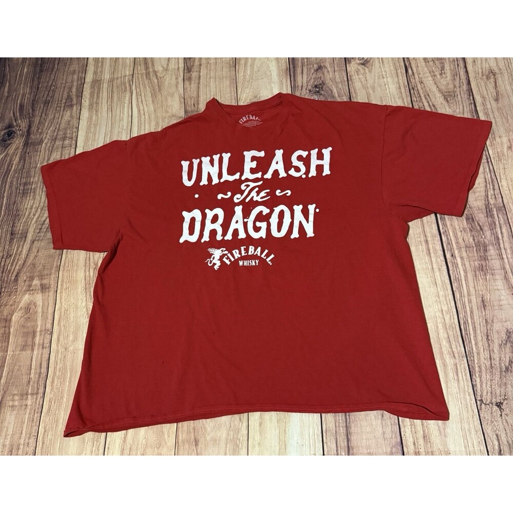 Fireball Whiskey Devil Logo T Shirt Men's Size 3XL Red Short Sleeve Logo Defects